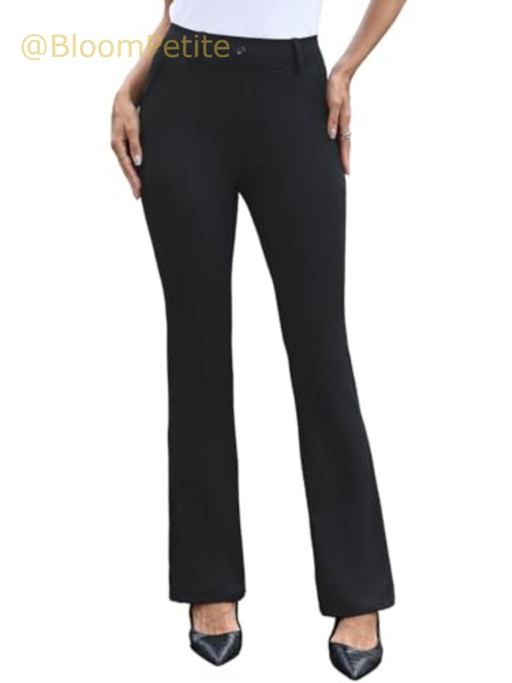 High Waisted Bootcut Dress Pants Pull On Work Slacks Pockets Four-Way Stretch